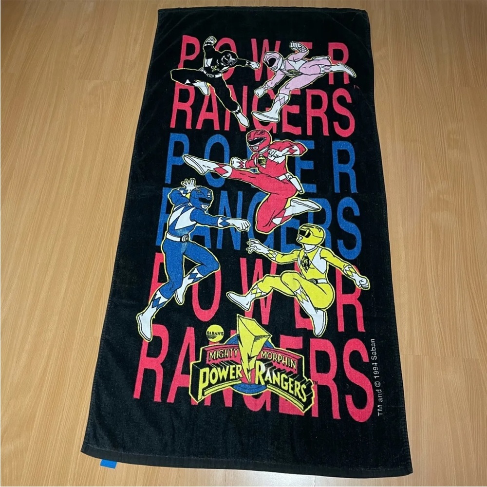 Vintage 90s Mighty Morphin Power Rangers Beach Pool Shower Towel by Saban